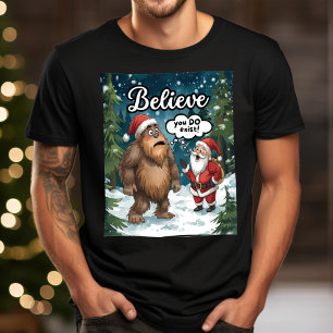 Camiseta Sasquatch se encuentra con Papá Noel divertida Nav