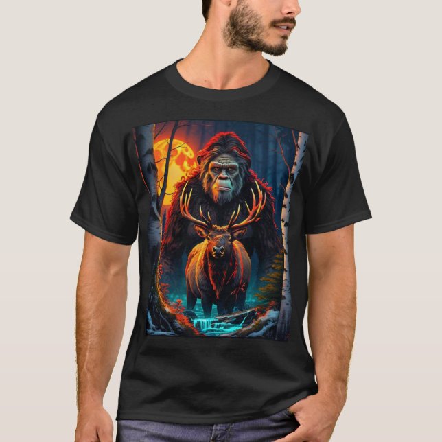 Camiseta Sasquatch y Elk Moonlit Hunt (Anverso)