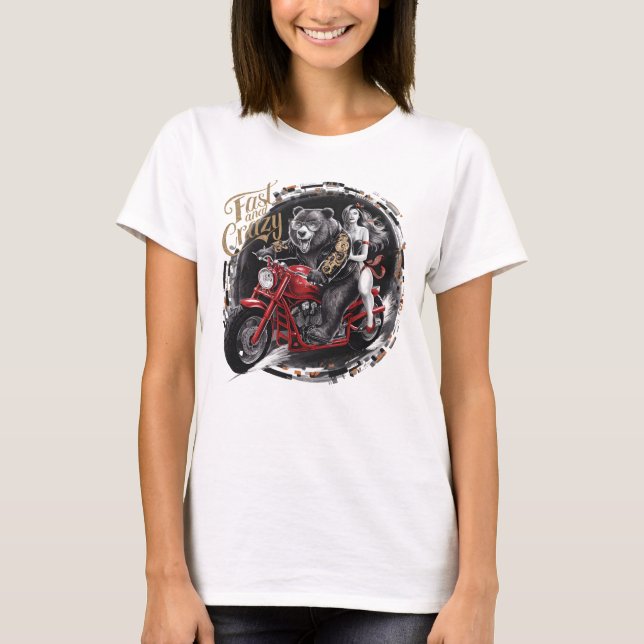 Camiseta Sasquatch Yeti en moto (Anverso)