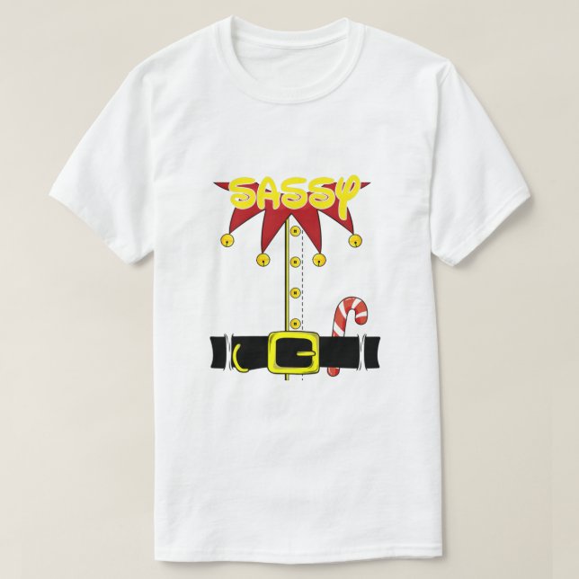 Camiseta Sassy Elf Matching Family Christmas Party Pajama O (Diseño del anverso)