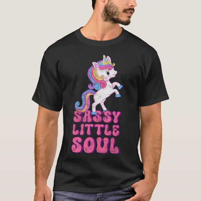 Camiseta Sassy Little Soul Cute Sarcásticos Niños Unicornio (Anverso)