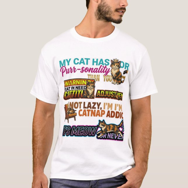 Camiseta Sassy "My Cat Has More Purr-sonality" Graphic Tee (Anverso)