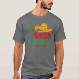 Camiseta Sassy Seniorita Sombrera Cinco De Mayo Margarita L