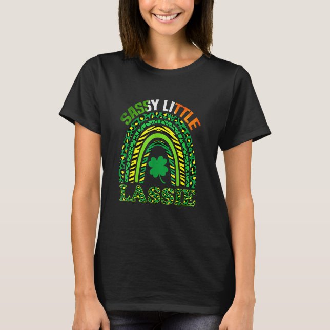 Camiseta Sassy St Patricks Day Rainbow Girls Women Shamrock (Anverso)