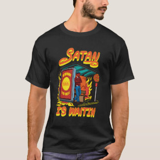 Camiseta Satan Está Esperando En La Parada De Autobuses Fun