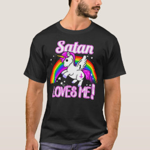 Camiseta Satan me ama religión Unicornio Dios no creyente