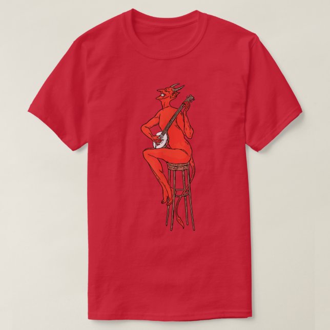 Camiseta Satan Playing Banjo Bluegrass Funny Devil Music  (Diseño del anverso)