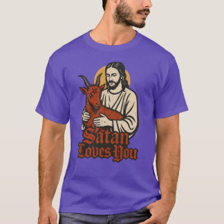 Camiseta Satan te ama el humor negro satánico