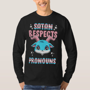 Camiseta Satan transgénero respeta pronombres pentagrama tr