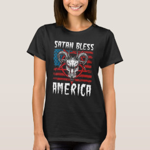 Camiseta Satanás Bendice La Bandera Estadounidense 4 De Jul
