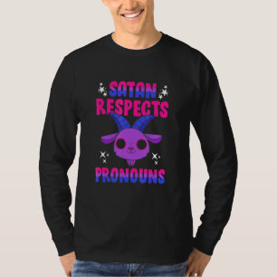 Camiseta Satanás respeta Pronouns Bisexual Pentagram