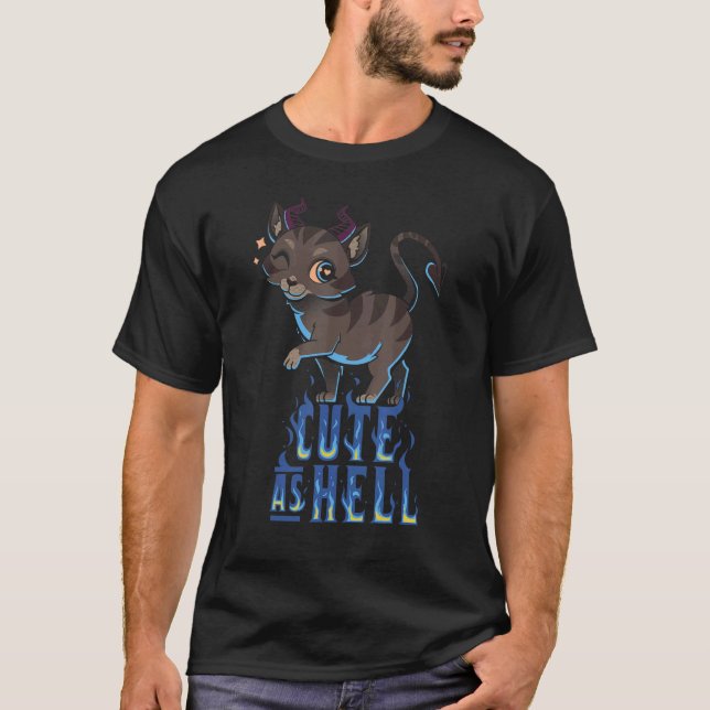 Camiseta Satanicat Cute As Hell Esoteric Satanic Cat Baphom (Anverso)