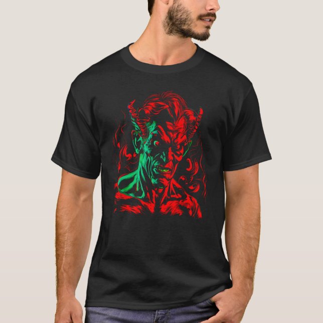 Camiseta Satanista Diablo Rojo Demonio Mammon (Anverso)