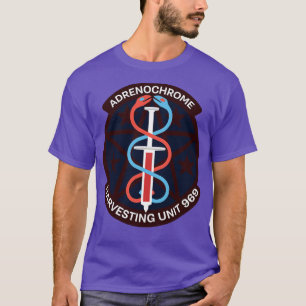 Camiseta sátira del emblema de conspiración adrenocromo