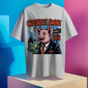 Camiseta satírica porcina capitalista