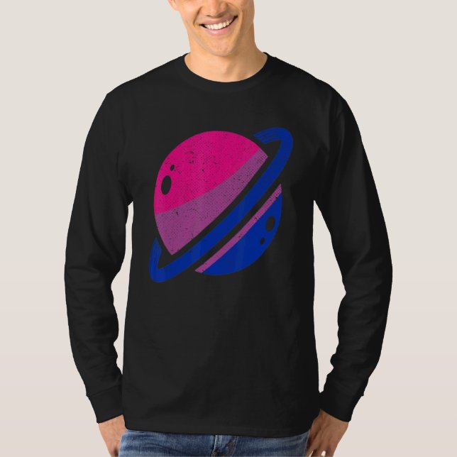 Camiseta Saturn Bi Pride Lgbt Bisexuality Flag Equality Bis (Anverso)