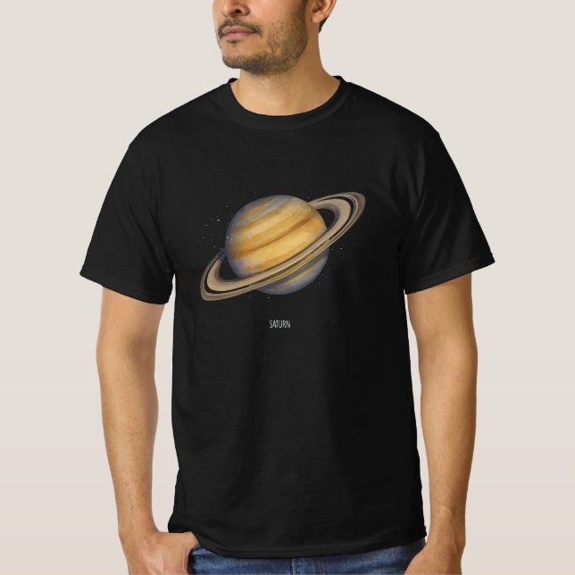 Camiseta Saturno artístico con anillos vibrantes (Anverso)