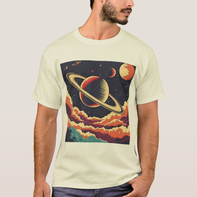 Camiseta Saturno sobre un horizonte feroz (Anverso)