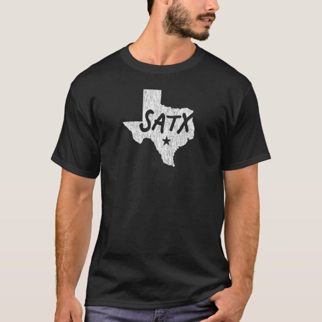 Camiseta Satx San Antonio Tx Script W Detalles En Tx Silhou (Anverso)