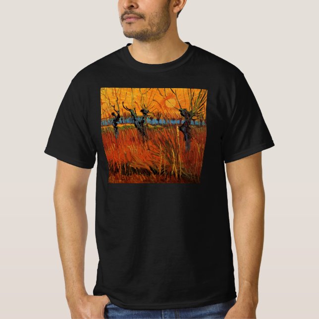 Camiseta Sauces al atardecer de Vincent van Gogh (Anverso)