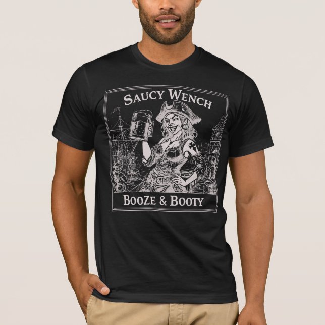 Camiseta Saucy Wench Booze & Booty T-Shirt (Anverso)