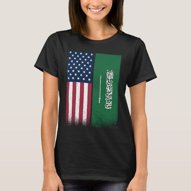 Camiseta Saudi Flag  USA And Saudi Arabia Flags Proud (Anverso)