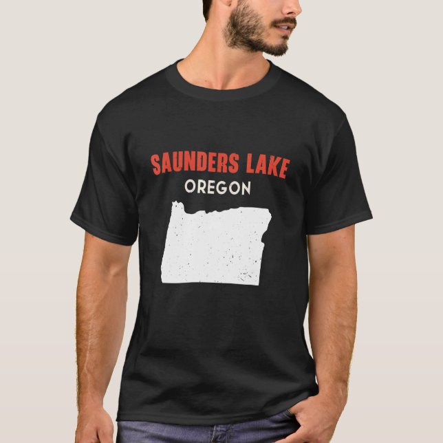 Camiseta Saunders Lake Oregon USA State America Travel Oreg (Anverso)
