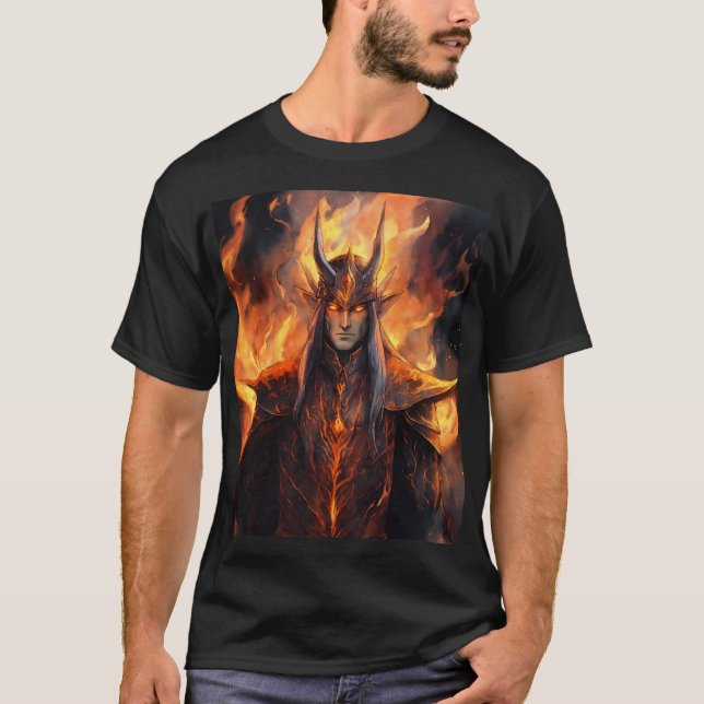 Camiseta Sauron de Flameborn: Forma de elfo reimaginada (Anverso)