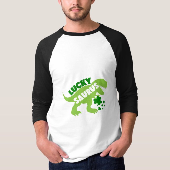 Camiseta Saurus afortunado - Dino del Día de San Patricio (Anverso)