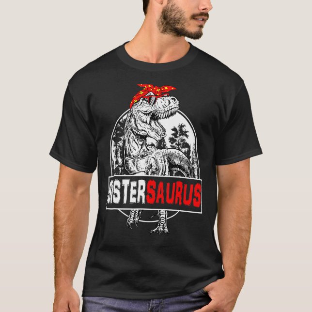 Camiseta Saurus Rex Dinosaur Sister Saurus Family Mat (Anverso)