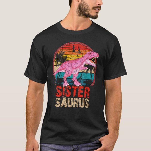 Camiseta Saurus Rex Dinosaur Sister Saurus Family Mat (Anverso)