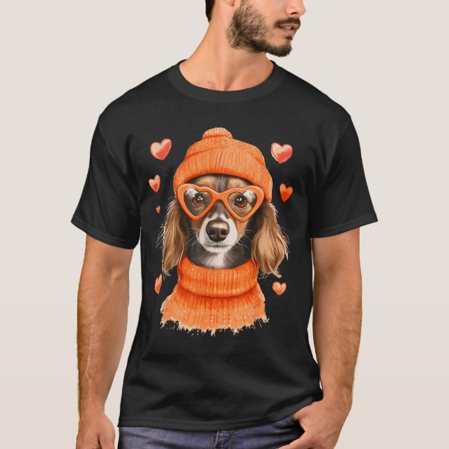 Camiseta Sausage Dog Heart Doxie Girl Valentine's Day Women (Anverso)