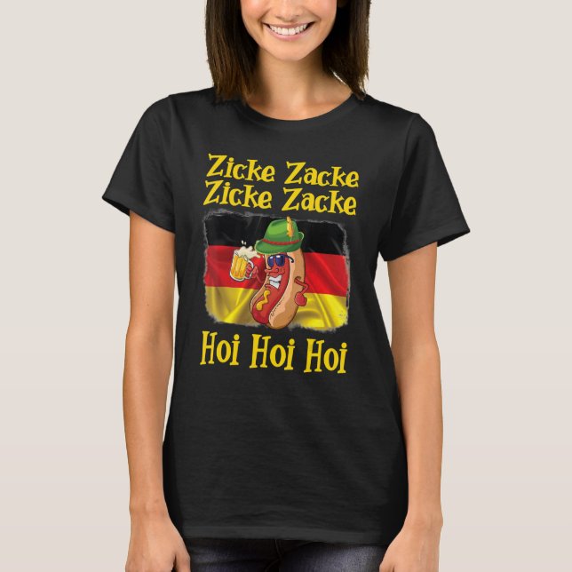 Camiseta Sausage Drinking German Beer Zicke Zacke Zicke Zac (Anverso)