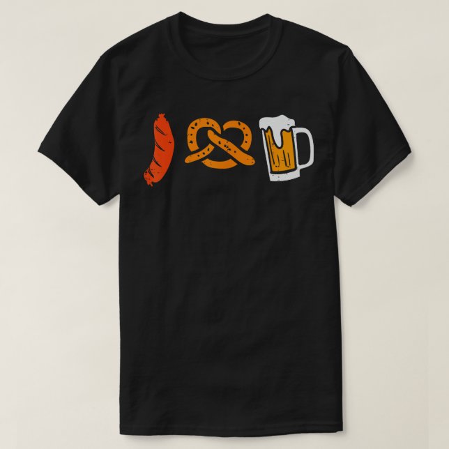 Camiseta Sausage Pretzel Me Encanta El Oktoberfest Alemán B (Diseño del anverso)