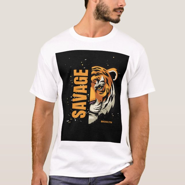 Camiseta Savage Brooklyn Tiger Graphic - Urban Streetwear S (Anverso)