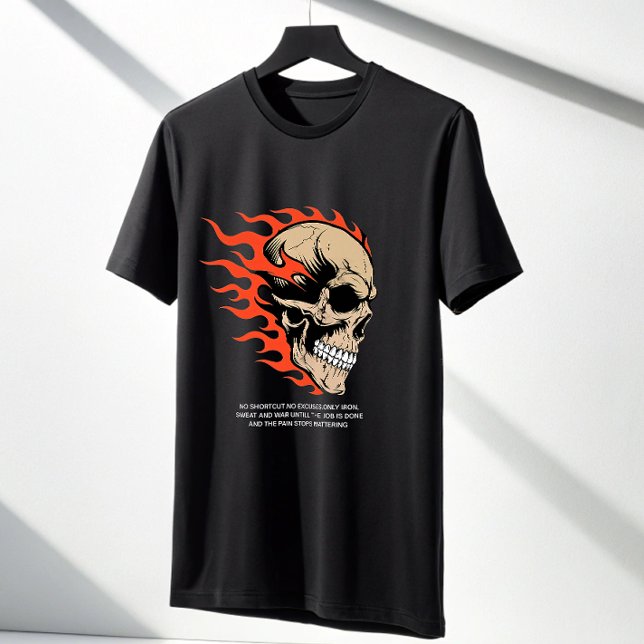 Camiseta Savage Flaming Skull Gym T-Shirt — No Shortcuts  (Subido por el creador)