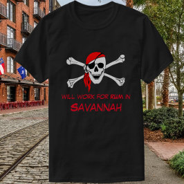 Camiseta Savannah GA Pirate Skull Crossbone Work for Rum