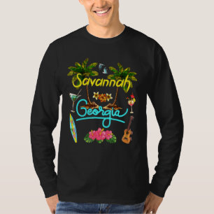 Camiseta Savannah Georgia Beach Summer Palm Surf Sun Set Pa