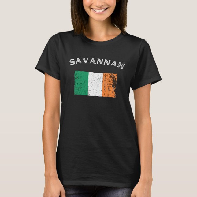 Camiseta SAVANNAH GEORGIA Irish American Flag Badge (Anverso)