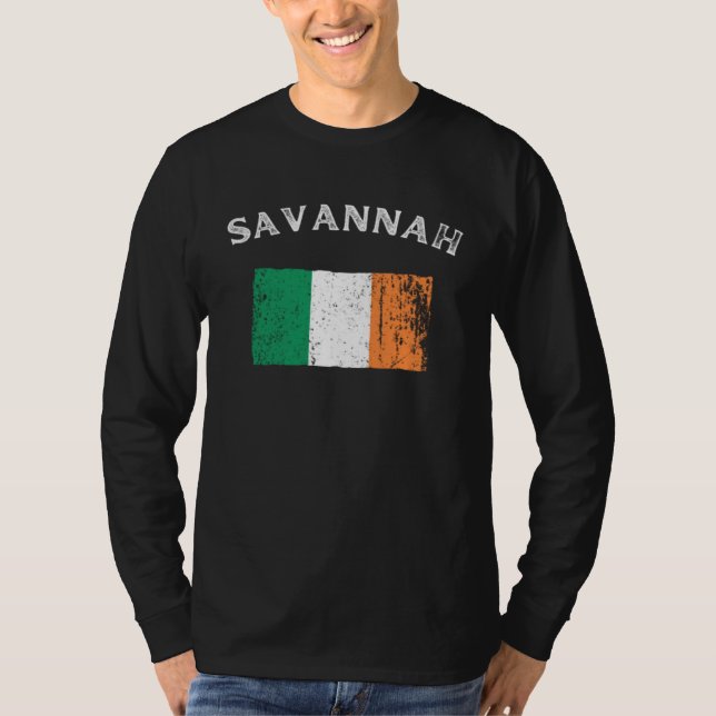 Camiseta SAVANNAH GEORGIA Irish American Flag Badge (Anverso)