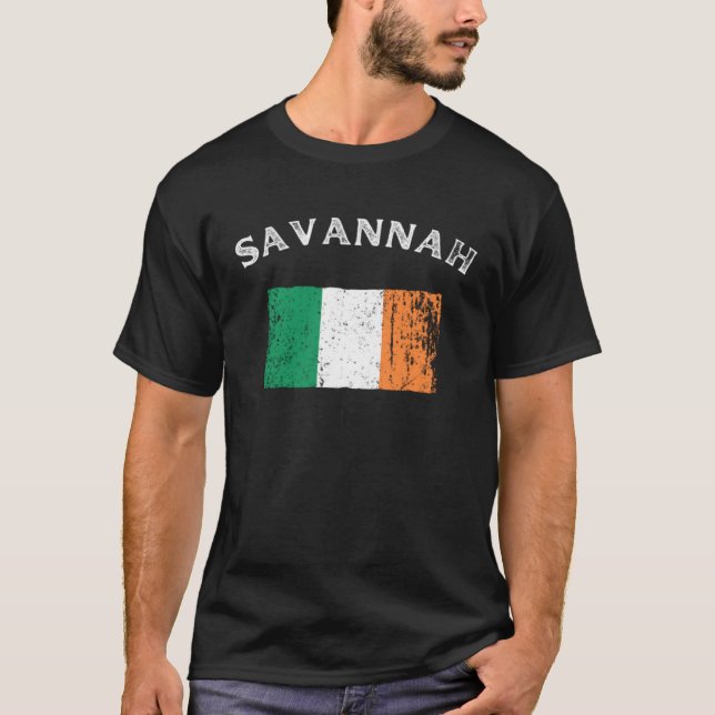 Camiseta SAVANNAH GEORGIA Irish American Flag Badge (Anverso)