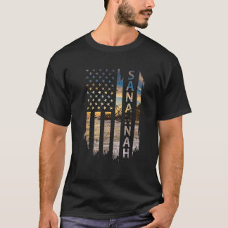 Camiseta Savannah Georgia Summer Sunset American Flag Patri