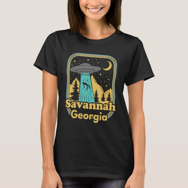 Camiseta Savannah Georgia Ufo Alien Hunter Orgullo Estatal  (Anverso)
