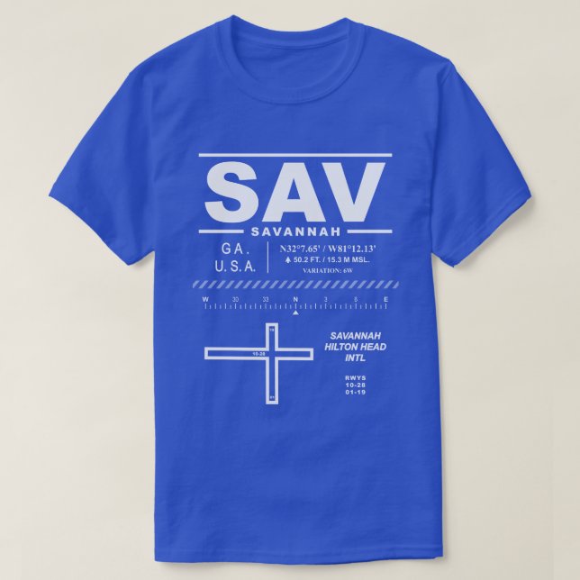 Camiseta Savannah / Hilton Head Int'l Airport SAV T-Shirt (Diseño del anverso)