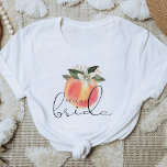 Camiseta SAVANNAH Peachy Bride Georgia Peaches Bachelorette<br><div class="desc">Esta camiseta de soltera de novia con una capa de color agua y un divertido tipo de letra manuscrita. Pide la opción de "novias de pastoreo" para los futuros novios y los camisetas de "novios de novios" para tu grupo de solteros.</div>