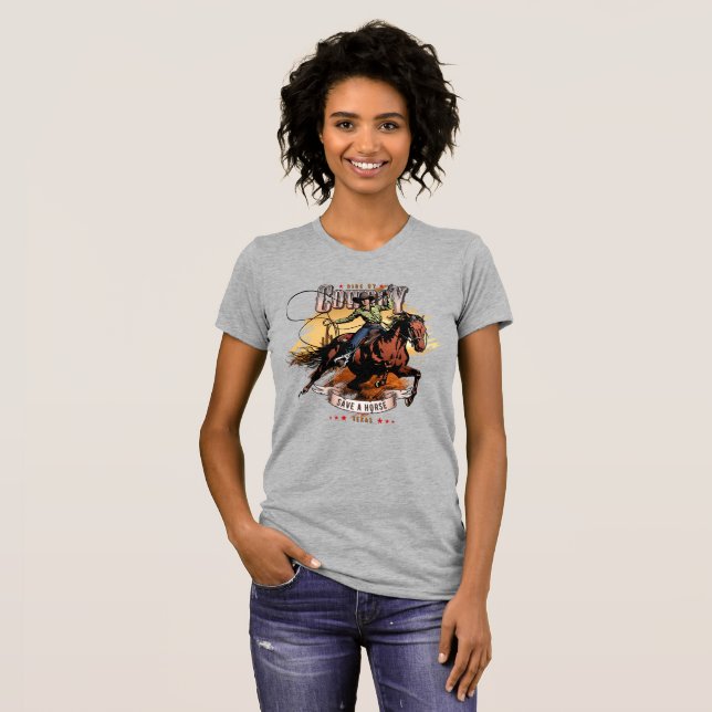 Camiseta Save A Horse; Ride A Cowboy | Women Slim Fit (Anverso completo)