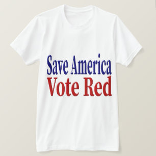 Camiseta Save America Vote Red con texto azul rojo