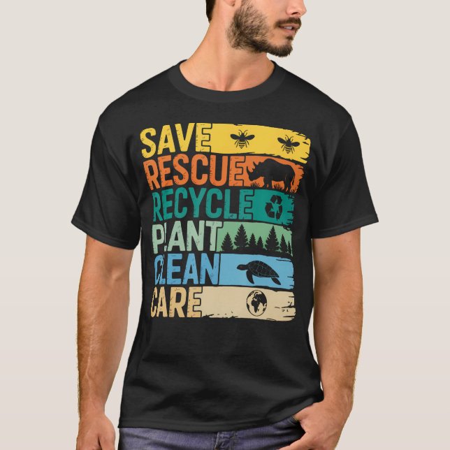 Camiseta Save Bees Rescue Animals Recycle Plastic - Earth (Anverso)