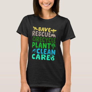 Camiseta Save Bees Rescue Animals Recycle Plastic Earth Day
