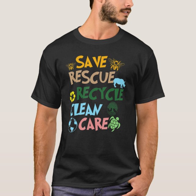 Camiseta Save Bees Rescue Animals Recycle Plastic Graphic E (Anverso)